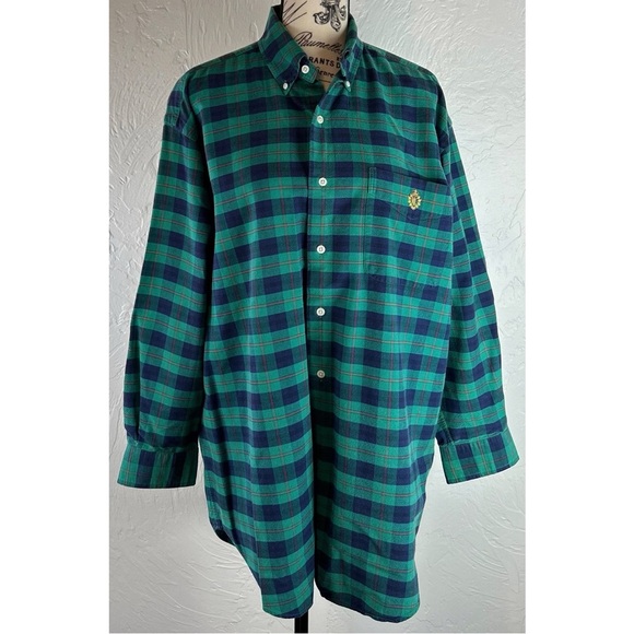 Ralph Lauren Plaid Button Down Long Sleeve Cotton Double L Crest Shirt Medium - Picture 1 of 13
